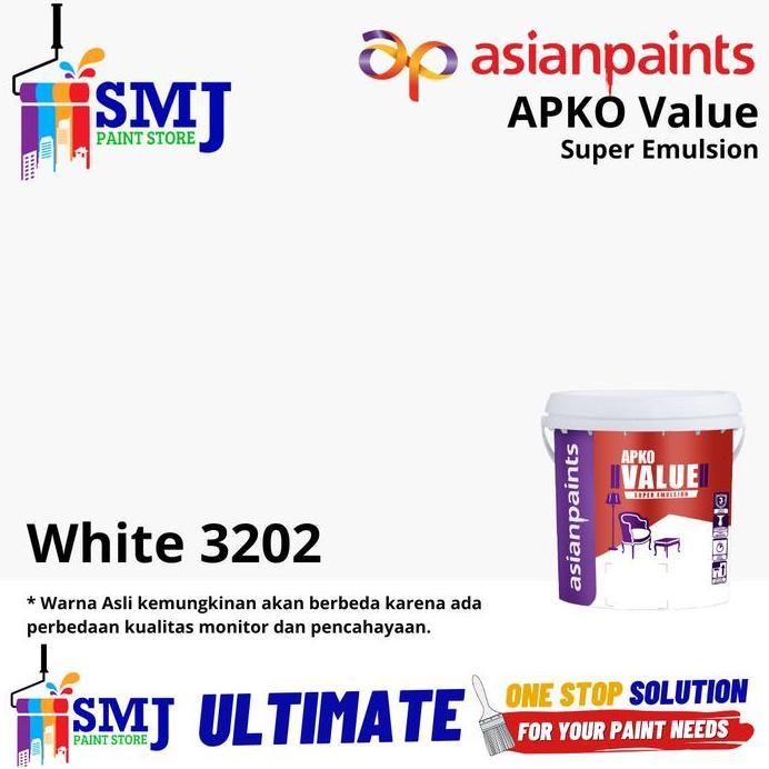 CAT TEMBOK INTERIOR ASIAN PAINT APKO VALUE SUPER WHITE / PUTIH 25KG