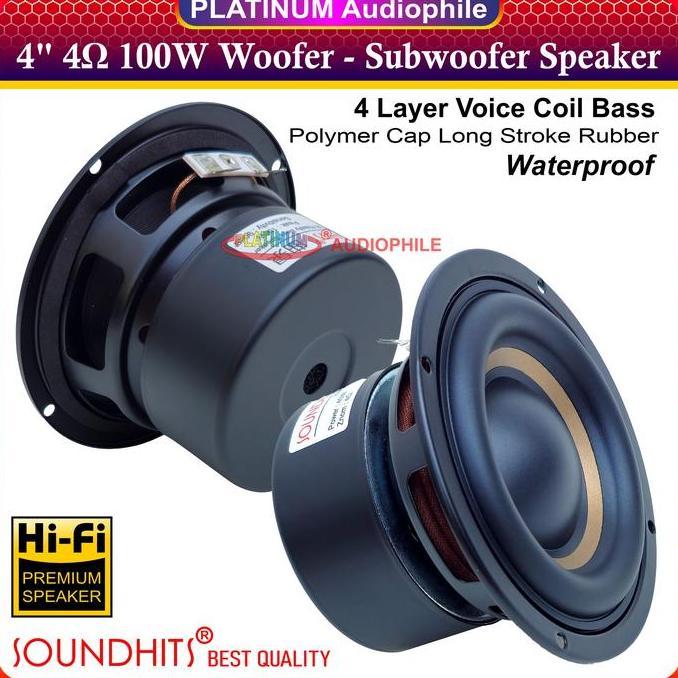 Speaker Subwoofer Woofer Speker Bass Midbass 4 inch 4 ohm 100W Soundhits SW-40TZF