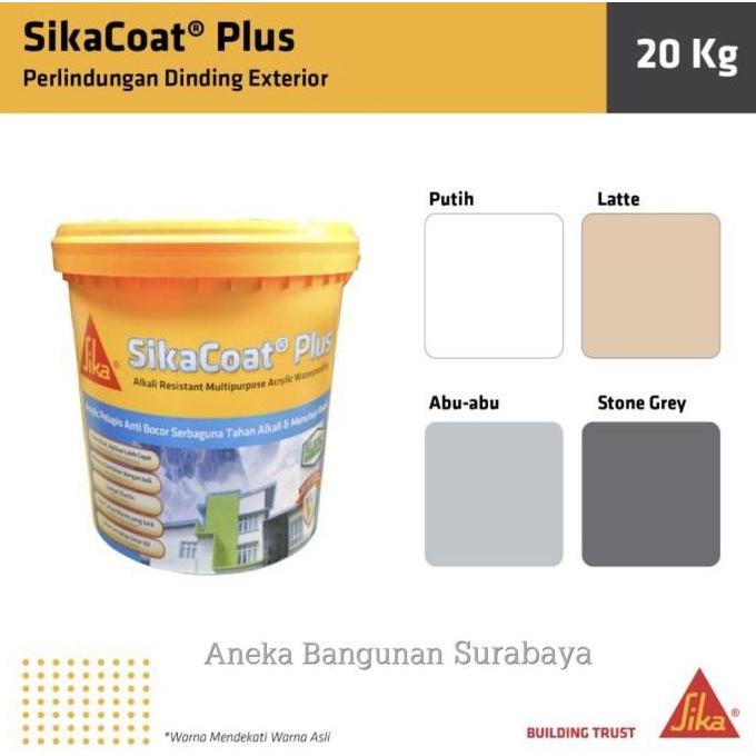 NEW SikaCoat Plus 20kg pail Sika Coat pelapis tembok dinding atap genteng eksterior anti bocor cat w