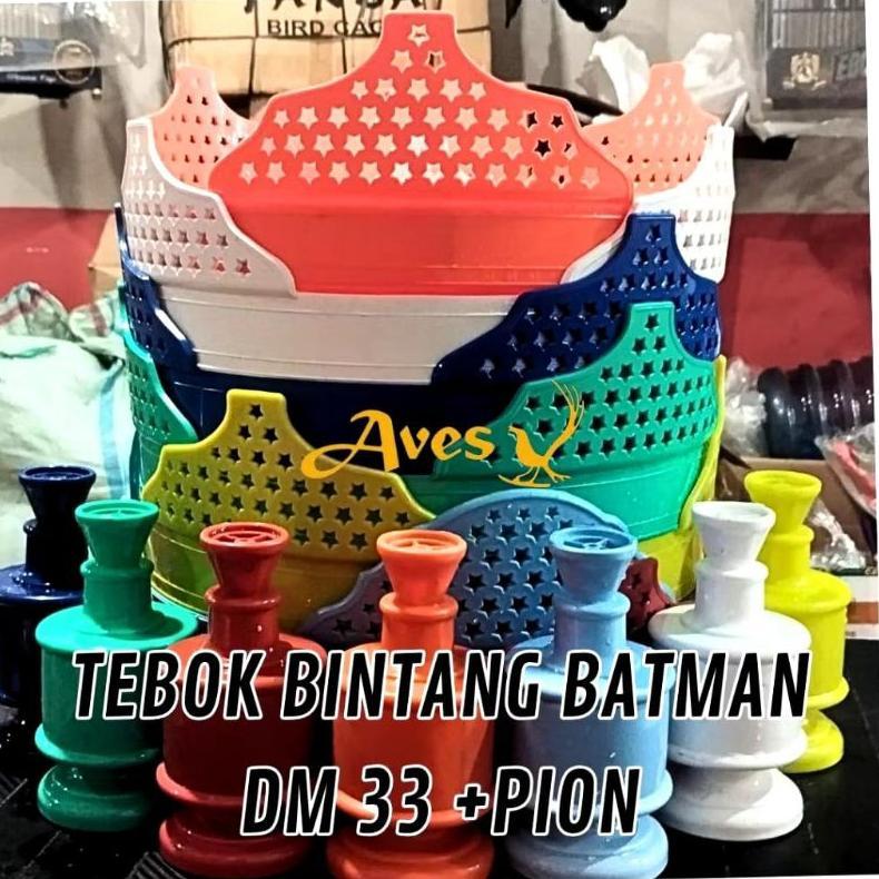 TEBOK PLASTIK BINTANG  BATMAN LOVEBIRD + PION + KLEM KAWAT