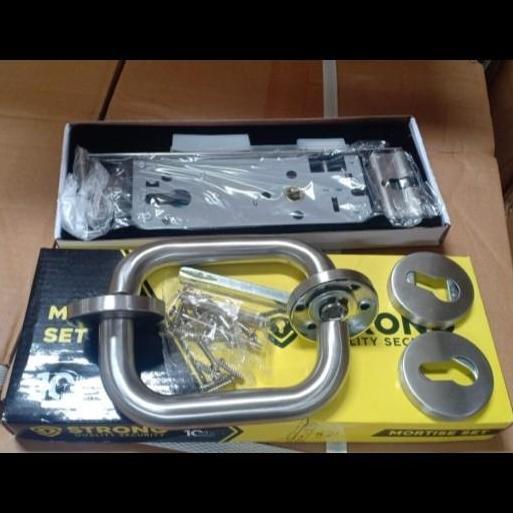Set Kunci Pintu Kayu Komplit Handle + Lockcase + Kunci Silinder Kayu