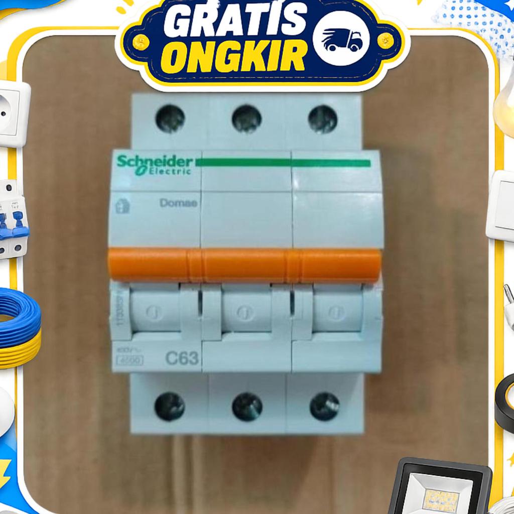 Mcb Domae Schneider 3P 63A 4.5Ka / Mcb Schneider Domae 3Phase 63Amper 4.5Ka Original Asli New