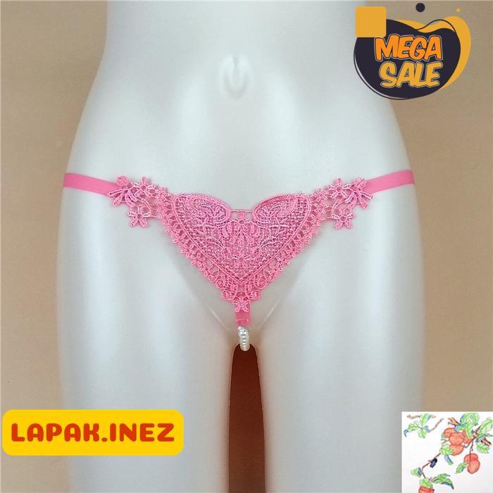 TALI CELANA CELANA WANITA BUNGA THONG MUTIARA IMITASI G STRING C197 LINGERIE WANITA BY INE'Z COLLECT