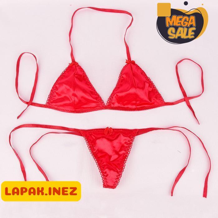 SET LINGERIE WANITA BABYDOLL LEHER V LINGERIE DAN G STRING BIKINI BRA B051 BY INE'Z COLLECTION