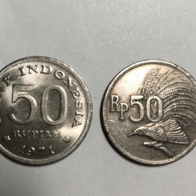 Uang Logam Koin Coin 50 Rupiah Burung Cendrawasih Tahun 1971