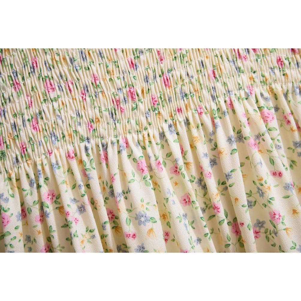 Murah  Kualitas Tinggi New Hitam Kuning Merah Muda Hijau Merah Biru Ungu Floral Midi Dress Korea Sty