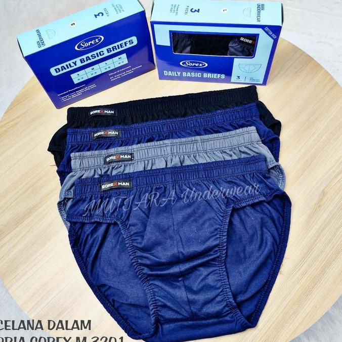DF92 - Celana Dalam Katun Pria Sorex M3201 Satuan Dan Kotakan isi 3pcs Ukuran M-XL / Celana Dalam La