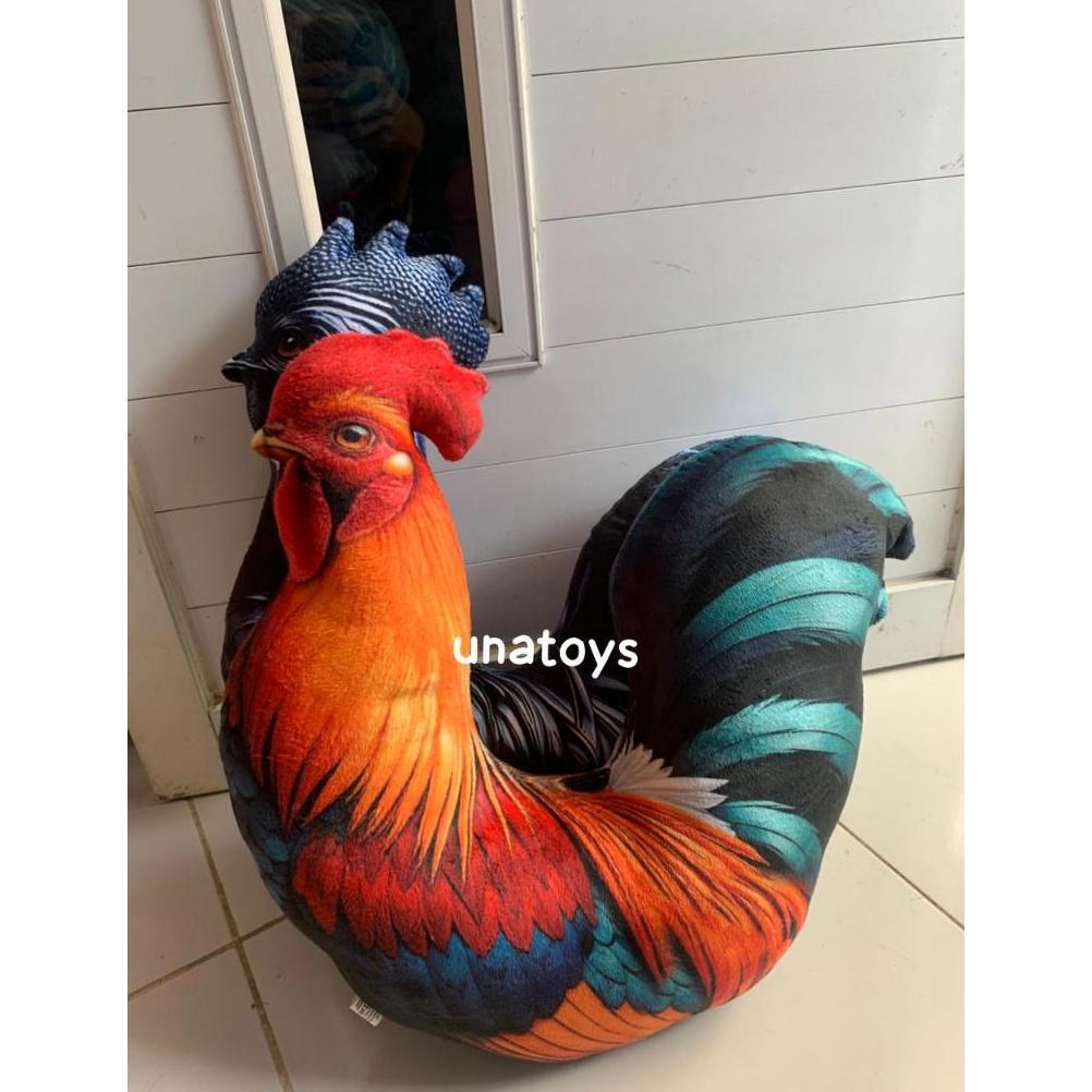 Terbaru Boneka Bantal 3D karakter ayam jago cemani 45cm / bantal sofa ayam printing lucu berlabel SN