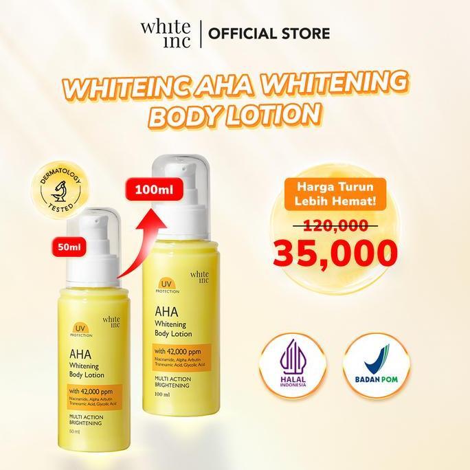 [100ml] WHITE INC AHA Body Lotion to Whitening & Moisturising | Hand Body Lotion Pencerah Mencerahka