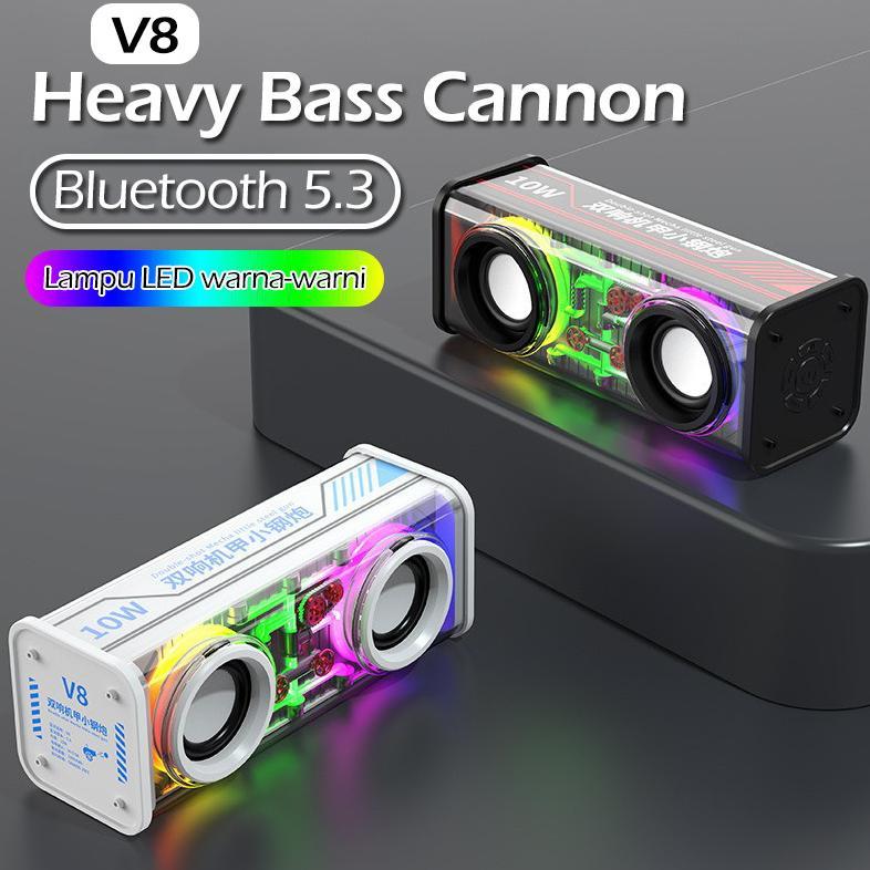 NEW QUADRA Portable V8 Speaker Bluetooth Bass Gempur 3D LED RGB Sync Spiker Bluetooth 5.3 Hemat Bate