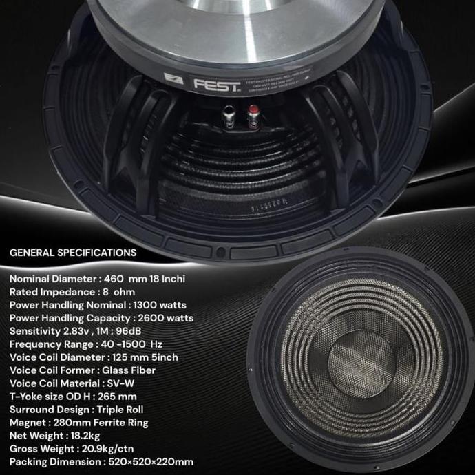 Grosir Speaker Component Fest Bcl 1885 Carbon Original 18 Inch Fest Bcl-1885 Carbon