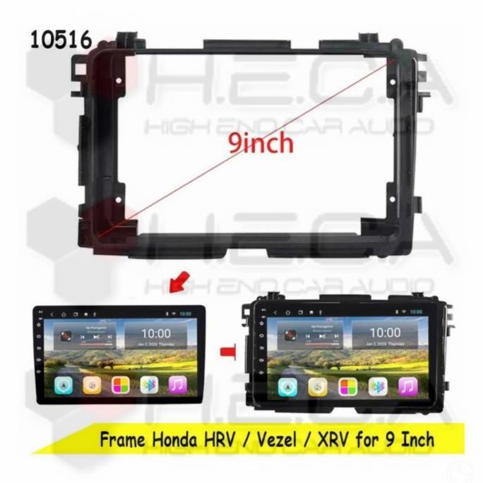 Frame 9 inch HONDA HRV Double Din Head Unit Tape Android Mobil 9" 2Din