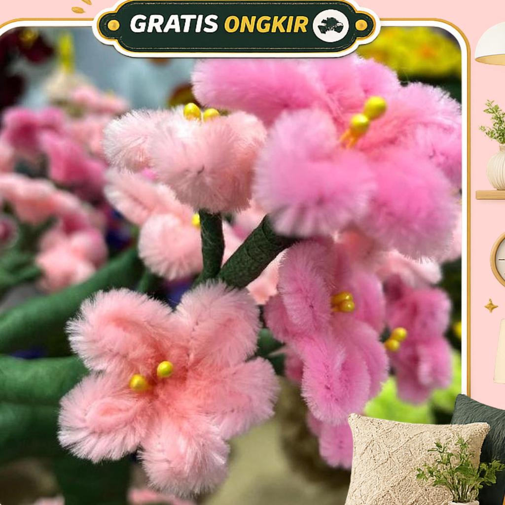 Bonsai Bunga Sakura Kawat Bulu