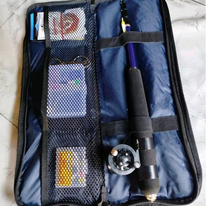 Tas Joran Dompet Lipat Microfishing Serbaguna Material D300 Waterproff Bonus Sabuk Selempang Cantola