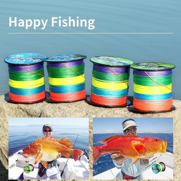 Bingolife Color PE X12 X16 Senar Pancing Kepang 100m Lembut Dan Tahan Aus Joran Pancing Laut Senar U