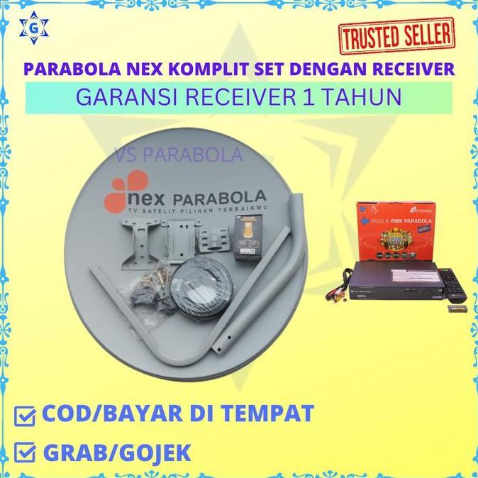 PARABOLA KUBAND KOMPLIT ANTENA 60 CM RECEIVER NEX PARABOLA MERAH