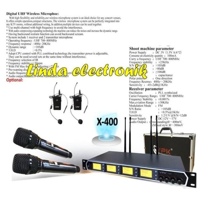 Mic Wireless Vpk X400 Multi Channel (2bh mic headset+2bh mic pegang)