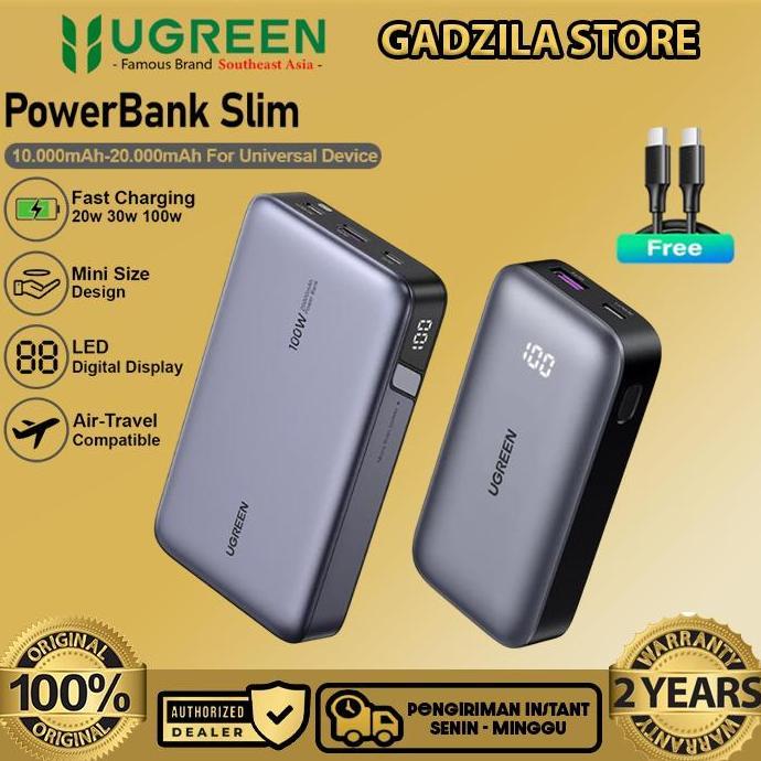UGREEN Powerbank ATL Batterai 10000mAh - 25000mAh LED Display Fast Charging Max 22.5W For Laptop iPh