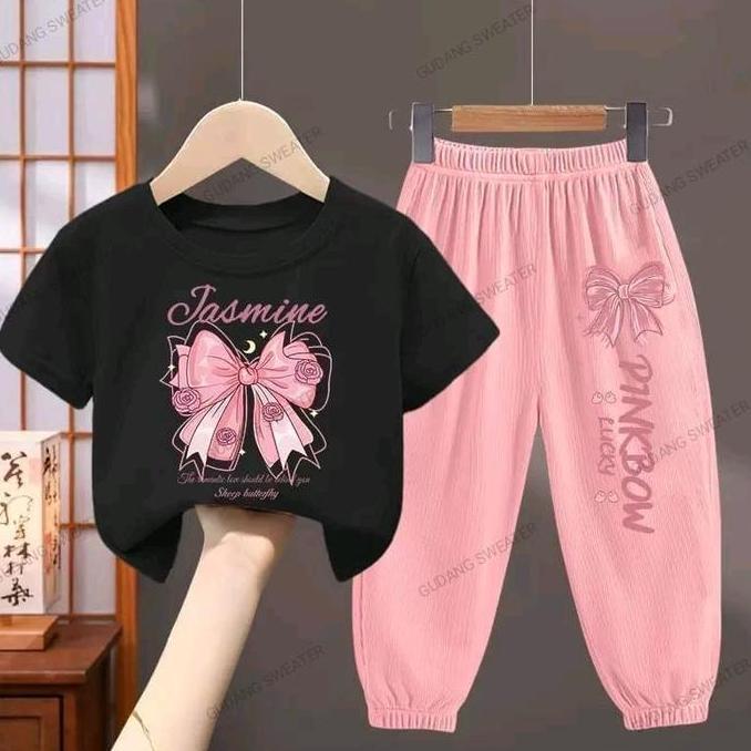 Baju Setelan Joger Anak Perempuan 1-10 th Celana Joger dan Kaos Oblong JASMINE PITA Anak-Anak