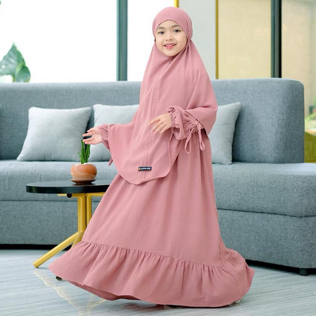 HEMAT Syakila Kids-Medina Set Gamis Anak Syari Khimar Bergo Free Cadar Bandana Untuk Usia 2 Sampai 1