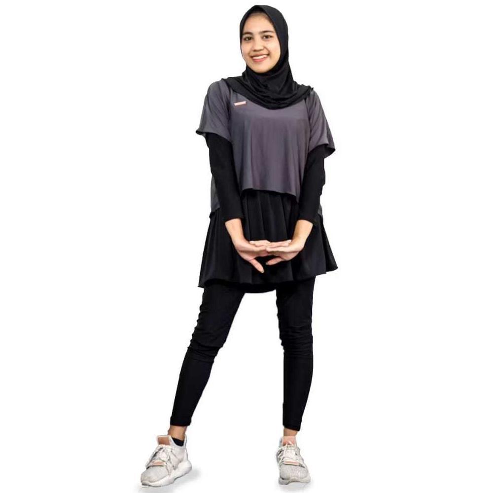 BIG PROMO SETELAN BAJU OLAHRAGA WANITA ONE SET LUNA SPORT CROP TOP LEGGING ROK MODEL 3 IN 1 BAHAN JE