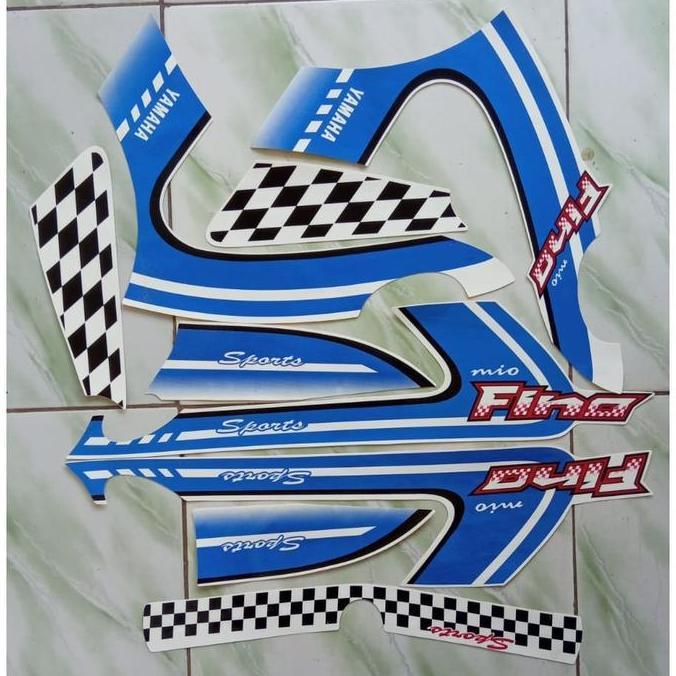 Stiker Striping motor Yamaha Fino karbu 2012 sporty biru original