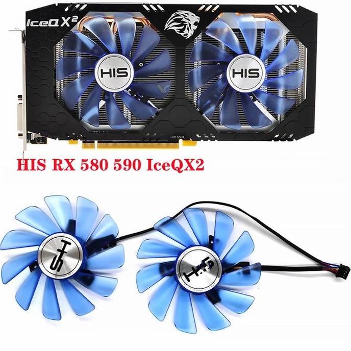 Fan Vga 85mm 4pin HIS IceQ X2 Turbo ORIGINAL Logo RX 580 570 480 470