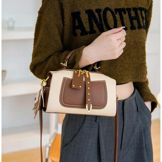 Promo S6981 Tas Selempang Brown Cream / Tas Wanita / Tas Selempang Wanita