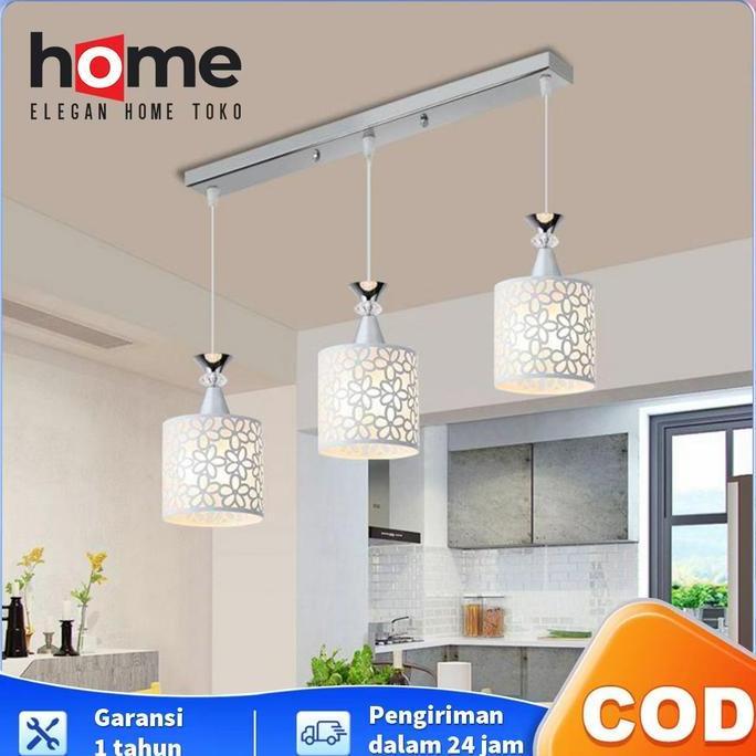 E.Home Lampu Gantung LED 3 Kepala Bentuk Kelopak Modern untuk Dekorasi Ruang Makan / Lampu Hias Gant
