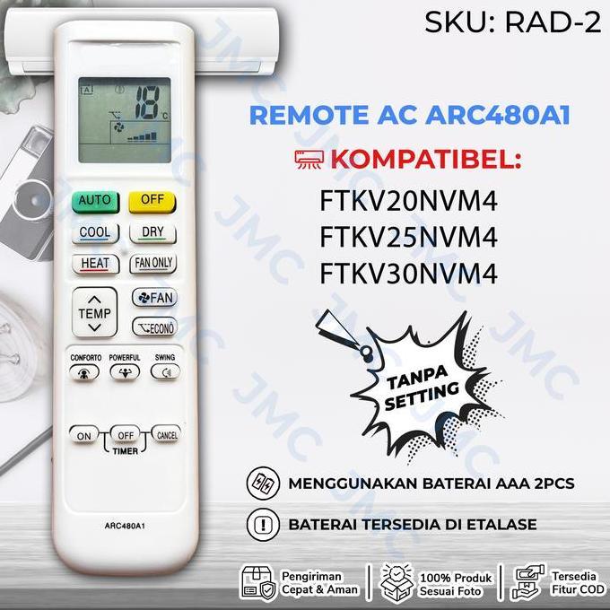 DS244 - Remote AC Pengganti Remot AC ARC480A1 FTKV20NVM4 FTKV25NVM4 FTKV30NVM4