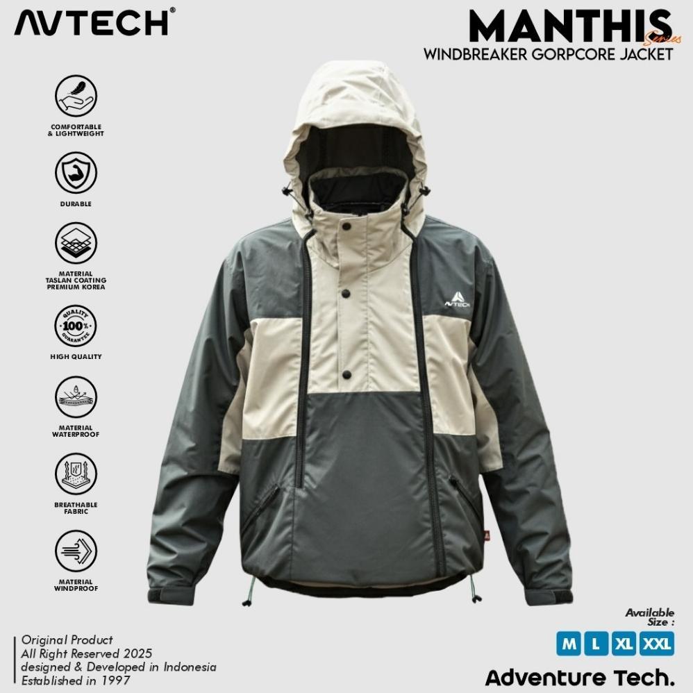 ORIGINAL AVTECH - Jaket Pria Wanita Windbreaker Water Repellent Gorpcore Outdoor Gunung Camping - MA