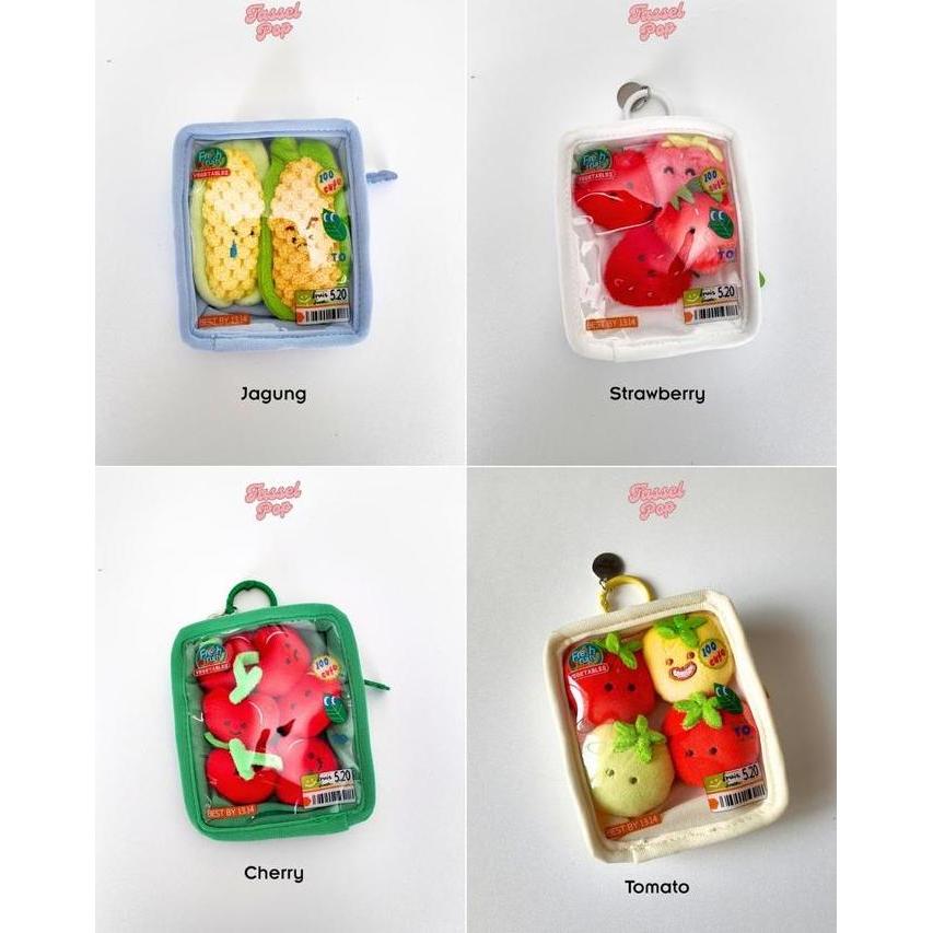 Murah Tassel Pop Cute Bag Charm Gantungan Tas Unik Aesthetic Food Vegetable Mini Pouch Keychain Cord