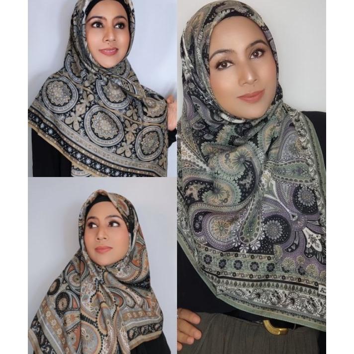Kerudung Jilbab Hijab Turki Karaca Katun Motif Klasik 120X120