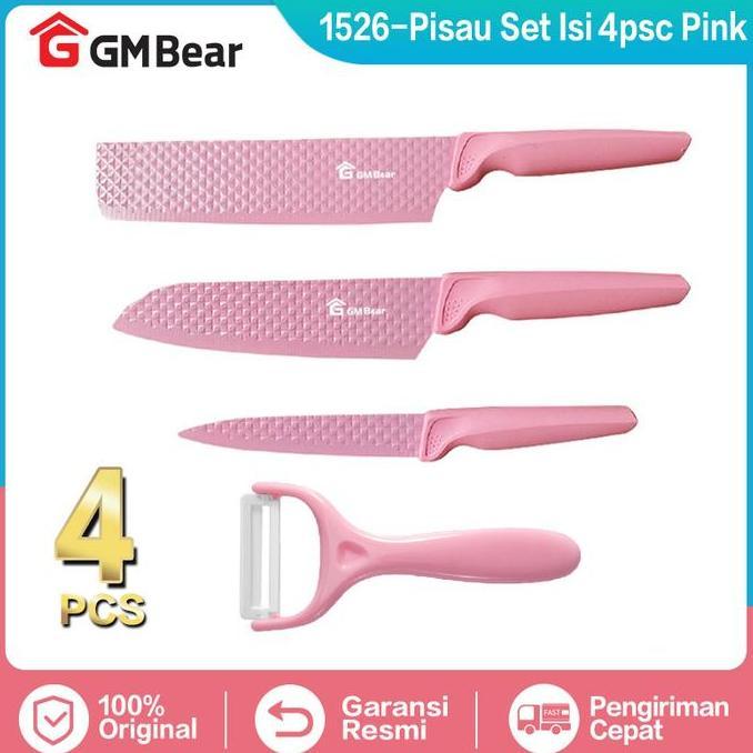 GM Bear Pisau Dapur Set Isi 6pcs 1526 - Pink Kitchen Knife Set