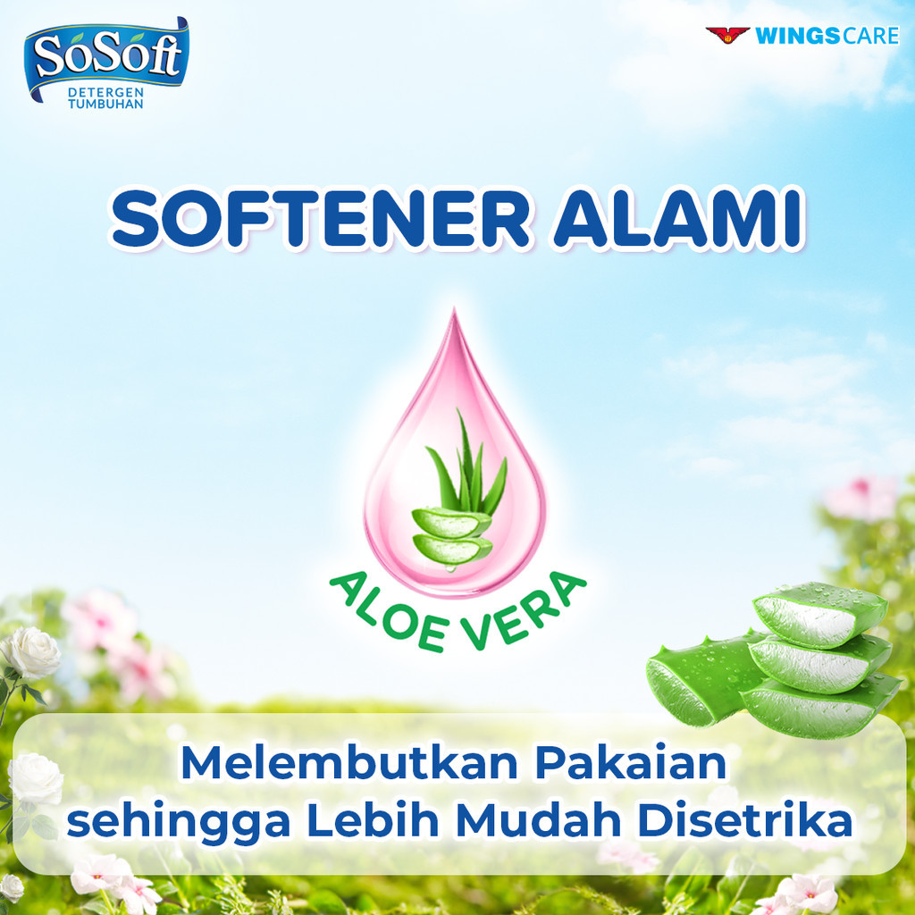 SoSoft Deterjen Cair Sweet Peony Natural Perfume Botol 700 ml x3 - Gambar 2