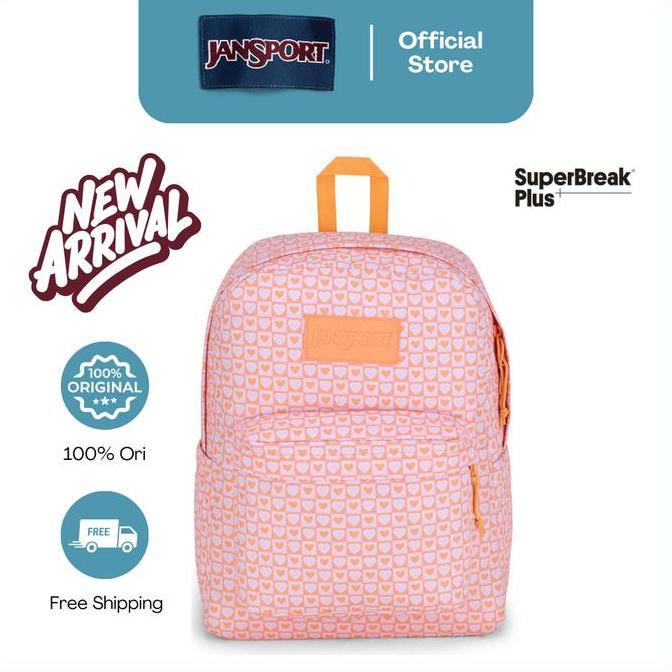 Murah Jansport Tas Ransel / Backpack / Daypack / Superbreak Plus Hyped Hearts Pink