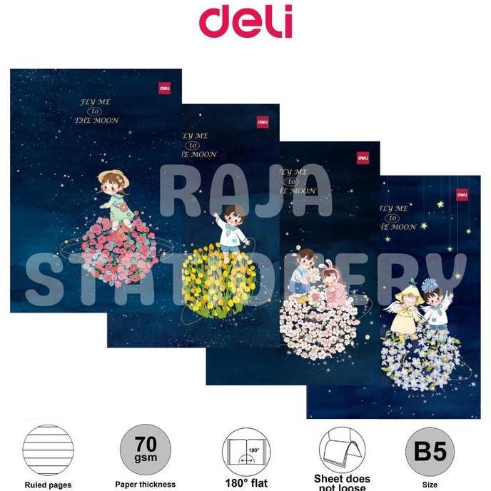 Deli Notebook B5 Sewing Cover / Buku Tulis Deli B5 Motif Flower Jahit