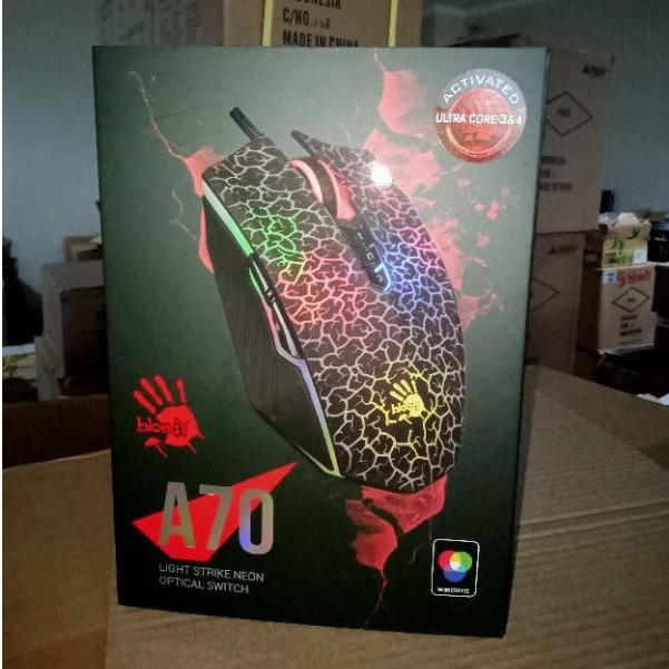Bloody A70 Light Strike Gaming Mouse (Drag Click Mouse) Activated Ultra Core 4 (Matte Black&Crack)