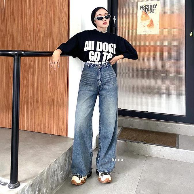 STYLE FASHION JINISO RELAX - 778 Kulot Highwaist Celana Jeans Wanita STYLE FASHION