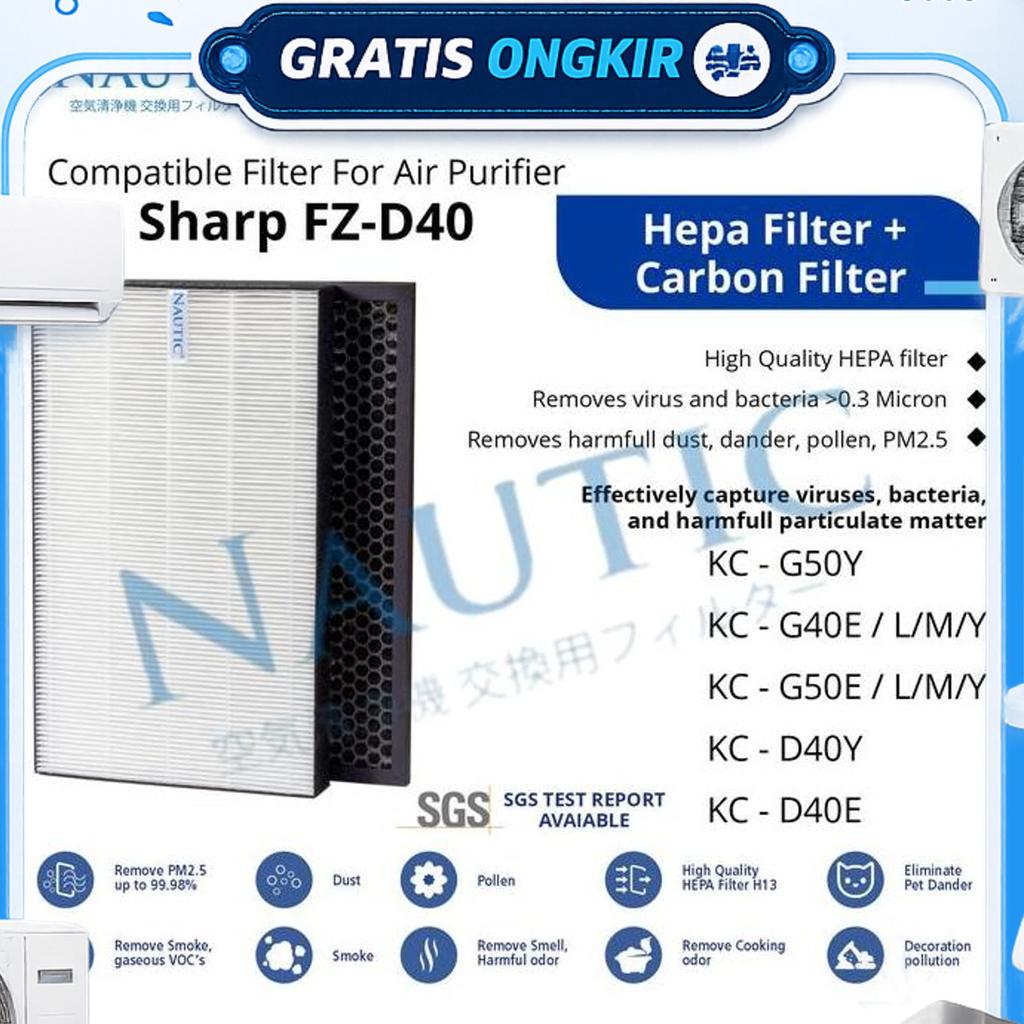 Hepa Filter Replacemen Untuk Sharp Fz-D40Hfe Fz-D40Dfe Kc-D40 Kc-G50