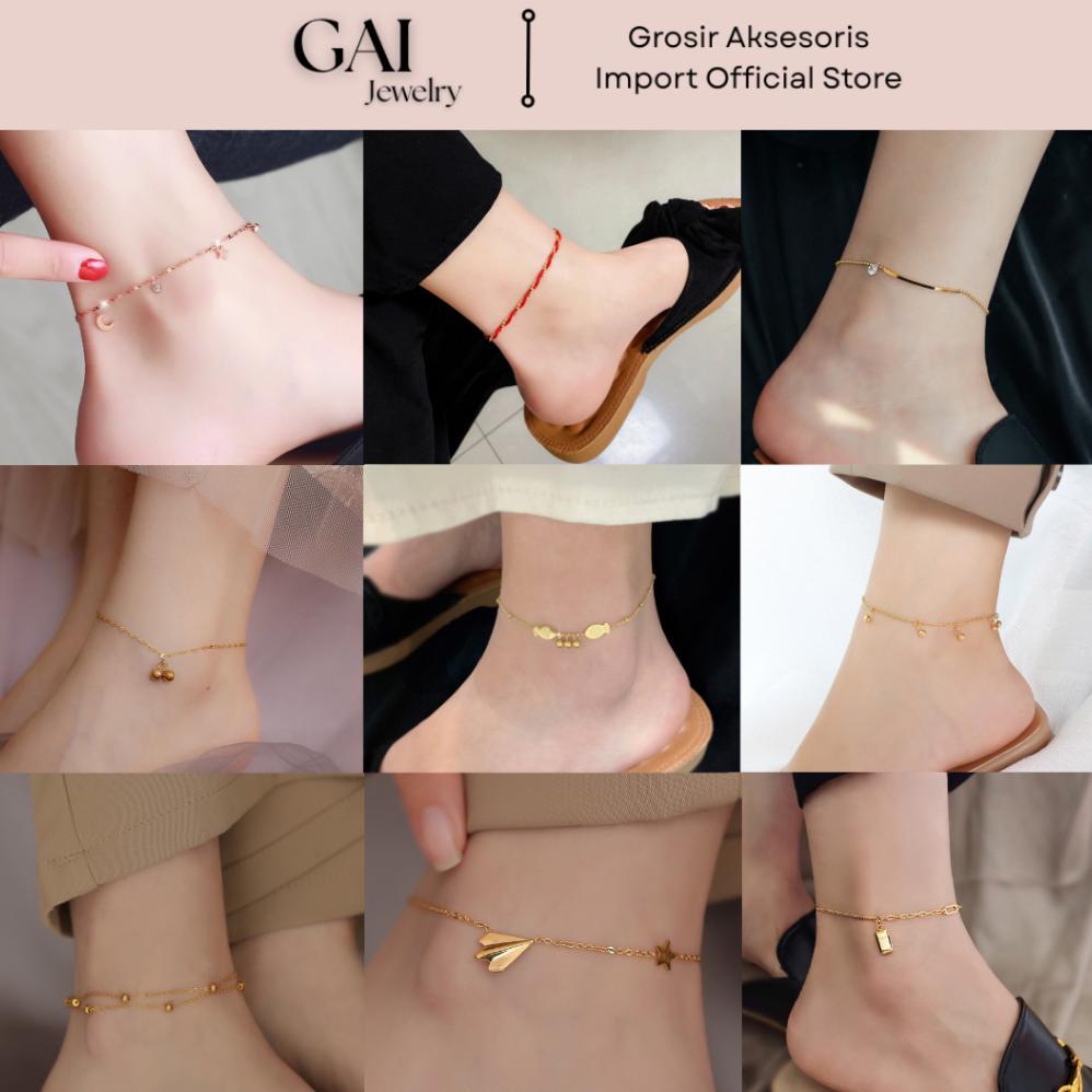 FAVORIT [SPECIAL GROSIR] Gelang Kaki All Variant Titanium Premium Anti Karat Lapis Emas 18KGP, Trend
