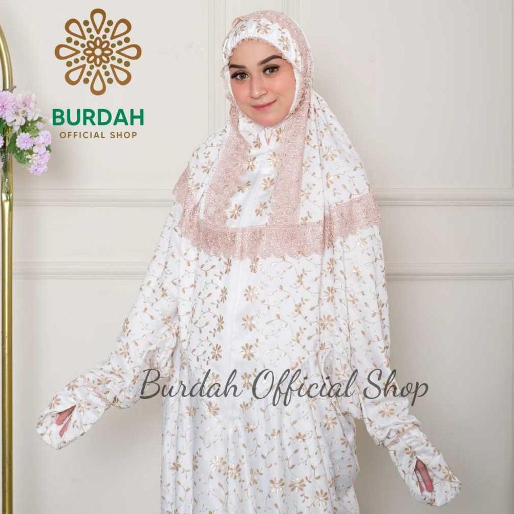 Flash Sale Burdah - Mukena Terusan Dewasa Sutra Prada Paris Cataline Warna Senda Burdah