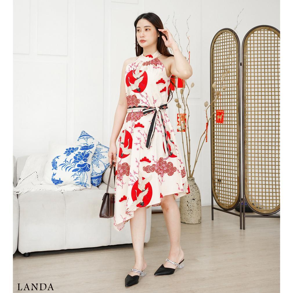 Terbaru Evercloth Landa Dress Batik Choker Halter Neck Gaun Batik Couple Modern Family Set Sarimbit 
