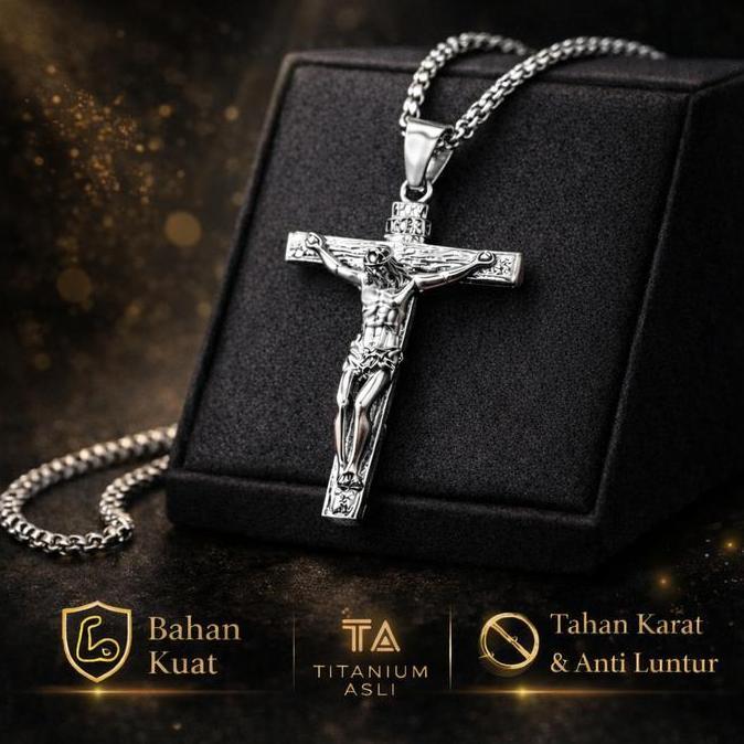 Kalung Salib Yesus Titanium | Aksesoris Rohani Katolik