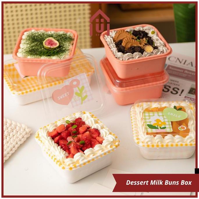 UNISO - [50 PCS] DESSERT BOX MILK BUN MINI CAKE BOX PACKAGING WADAH ROTI SNACK KOTAK PENYIMPANAN KUE