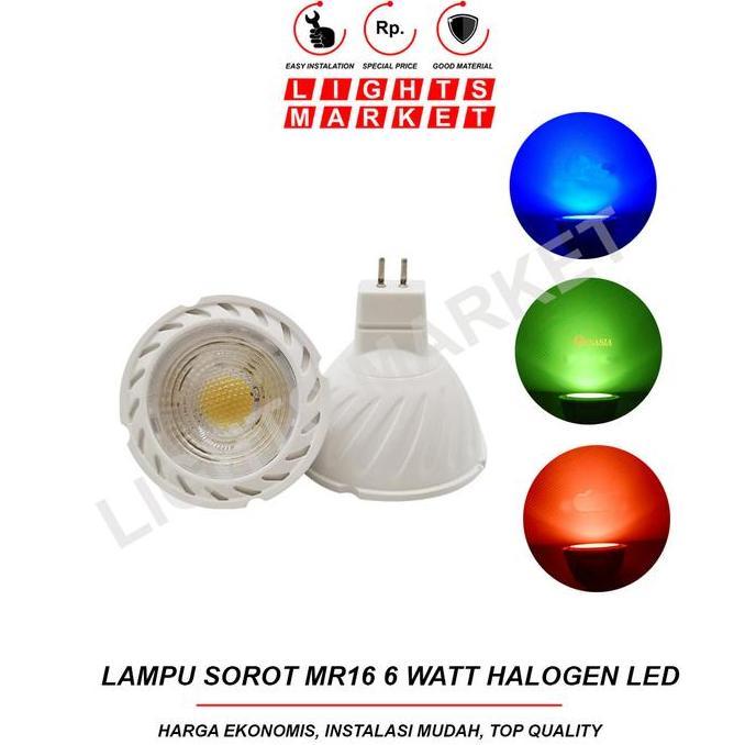 Zaito- Lampu Sorot Halogen Mr16 Led 6W Spotlht Merah, Hijau, Biru Dan Rgb