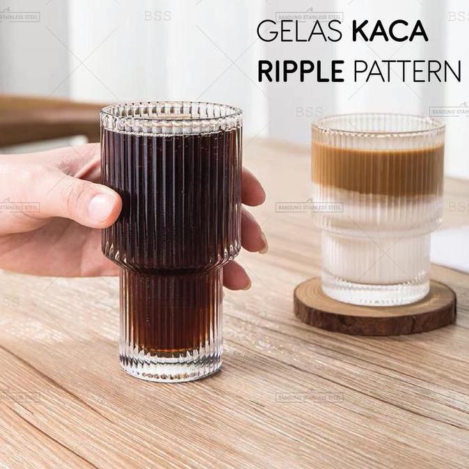 Whynot99- Gelas Kaca 190Ml 210Ml 300Ml Kopi Susu Ripple Tebal Tinggi Yo-Reum