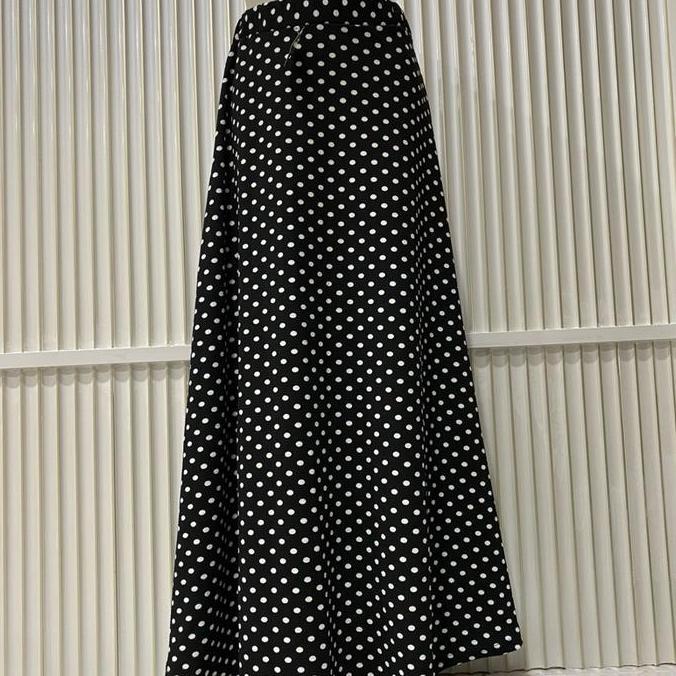 DB177 - ROK PAYUNG PANJANG WANITA MOTIF POLKADOT FULL KARET PINGGANG MELAR