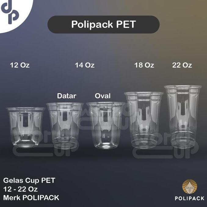Whynot99- Gelas Cup 12 Oz - 14 Oz - 16 Oz - 22 Oz Pet Polipack 50 Pcs