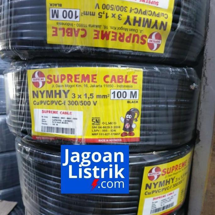 Kabel NYMHY 3 x 1.5 mm Supreme Hitam 1 Roll 100 meter NYMHY 3x1.5 mm